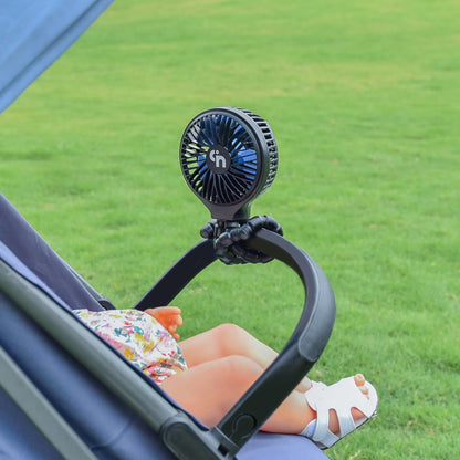 Mini Handheld Stroller Fan,Personal Portable Car Seat Baby Fan with Flexible Tripod Fix on Stroller,Usb or Battery Operated Desk Fan Adjustable 3 Speeds for Travel Treadmill Golf Cart